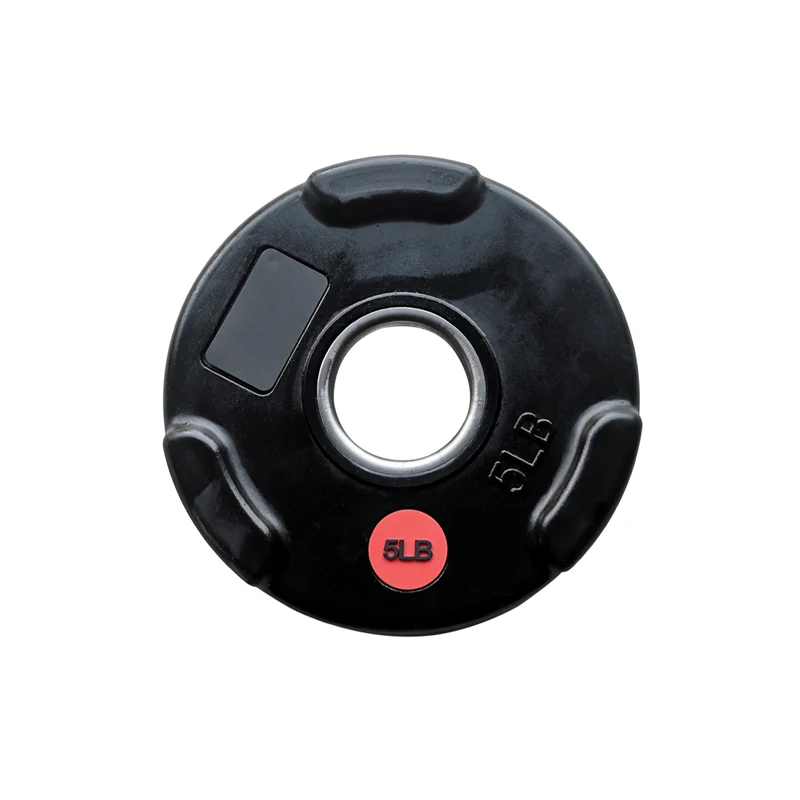 Black Rubber  OP Weight Plate with Three handles 51mm and Metal Ring Sticker Logo Label Barbell Plate Gym Fitness Equipment