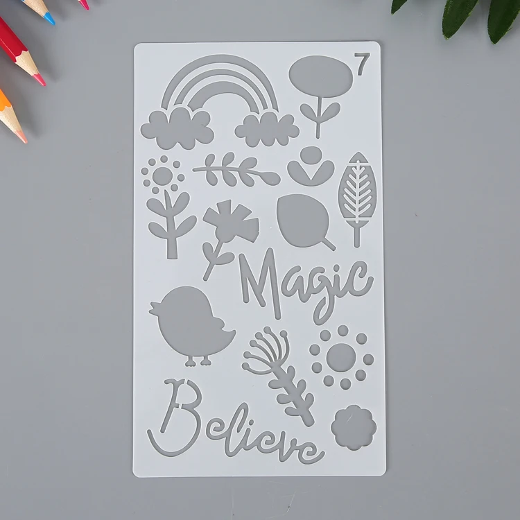 Wholesale Cheap Price Painting Templates Plastic Stencil for Wall/ Notebook/ Diary/ Card/ DIY Drawing Painting