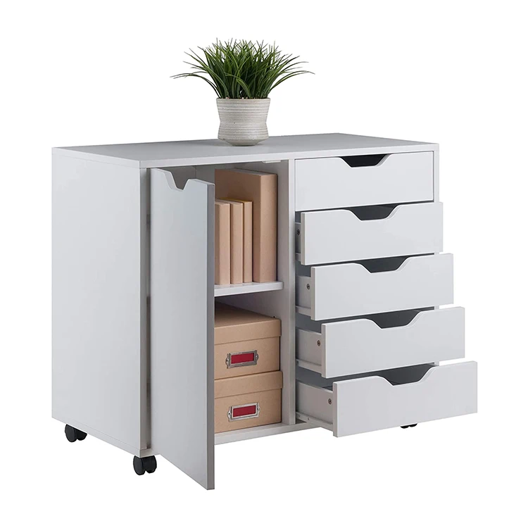 Armoir Salon Design Modern Furniture Grey Oak Wood Home Office 5 Draws Living Room Cabinet