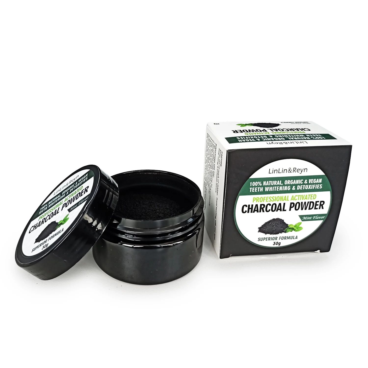 Home use activated Charcoal Natural Teeth Whitening Powder Peppermint Flavor