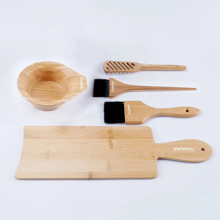 Wholesale Bamboo fiber Hair Color Mixing Hair Dyeing Tint Bowl, Hair Tint Brush and Balayage Board Set Kit, Hairdressing Tools