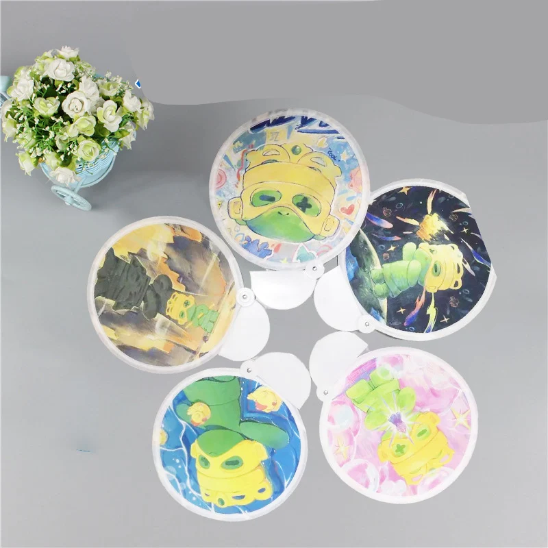 Creative Cartoon Cute Kawaii Printing Round Folding Portable Hand Fan for Girls