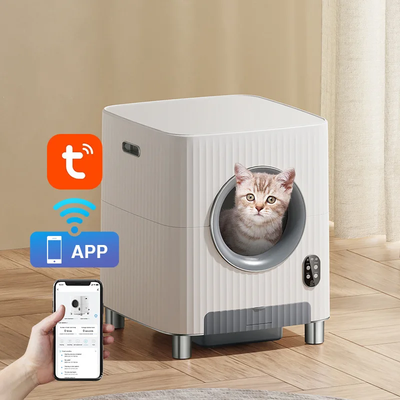 Large Capacity Automatic Cat Litter Box Video Monitor Odor-Removal APP Control self Cleaning Cat Litter Box or Multiple Cats