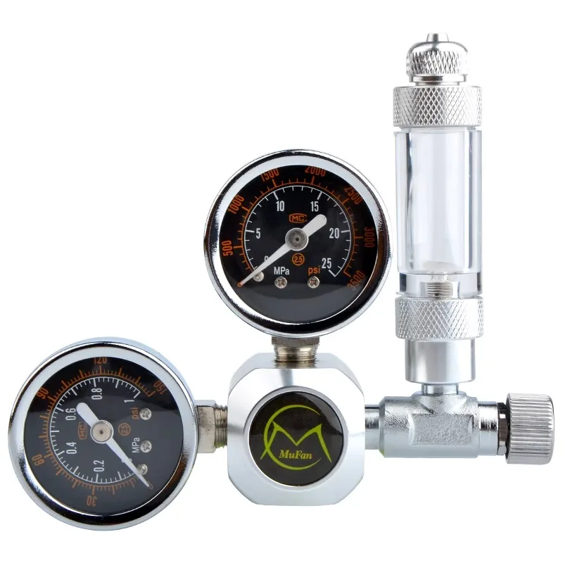Mufan Two-Stage CO2 Generator Aquariums Fish Tank Bubble Counter Magnetic Solenoid Valve Fish Glass Acrylic Metal Aluminium
