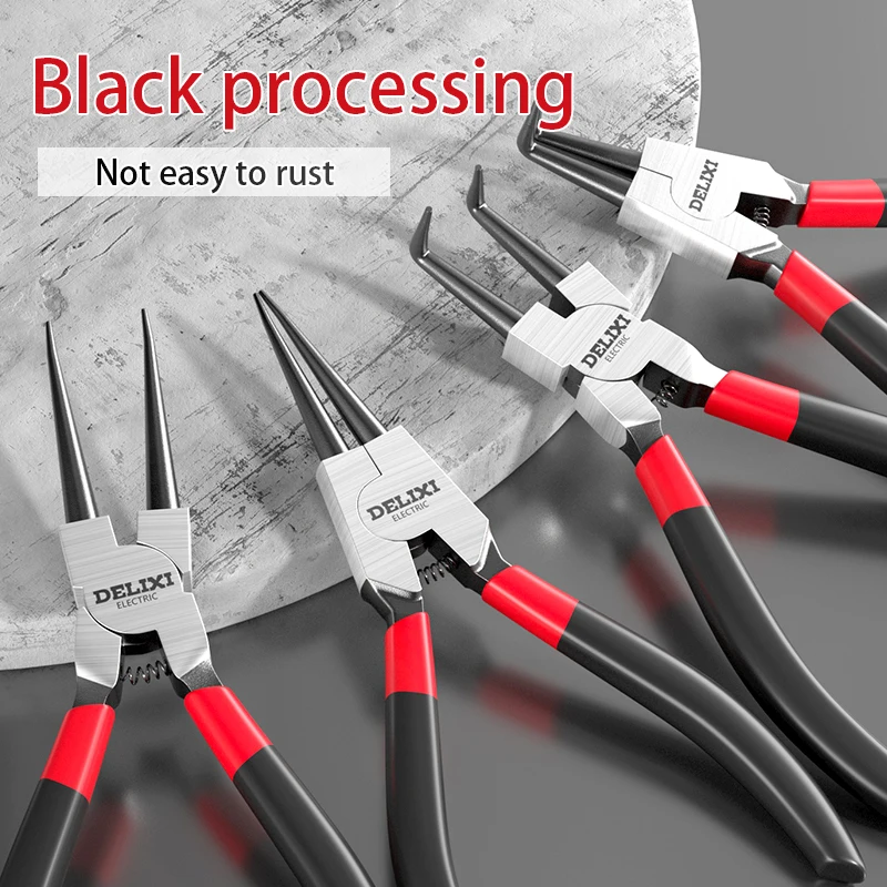 Straight-headed internal and external elbow hand tools 5-inch 7-inch carbon steel circlip pliers