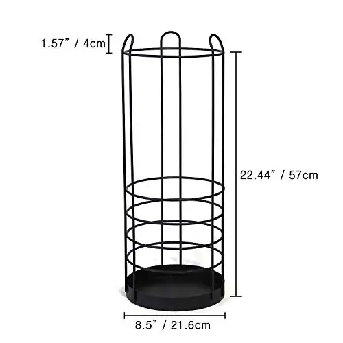Round Metal Basket baseball Stand Holder Large Black Iron Umbrella Rack for Home and Office Deco Big Wire Entryway storage