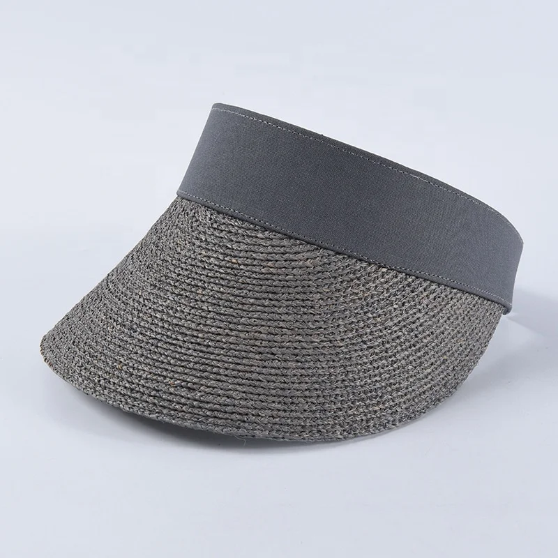 Fashion Casual Beach Dress Summer Sun Hat Plain Dyed High Quality Fine Raffia Straw Visor Cap for Women Lady Travels Holiday