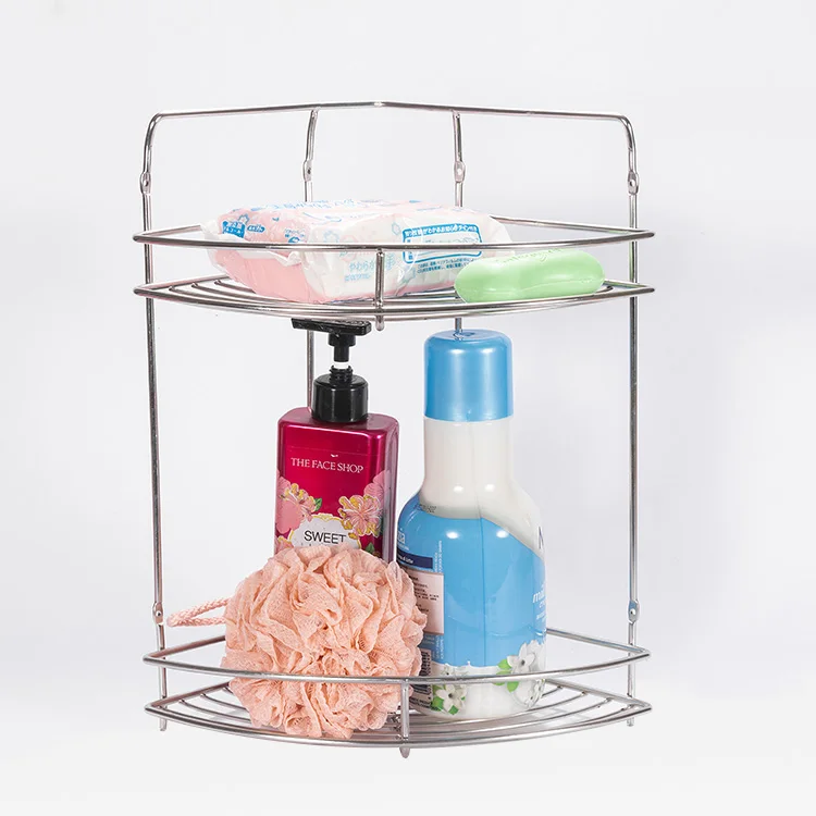 Bathroom Two Tiers Basket Shampoo Shelf And Shower Caddy Soap Holder