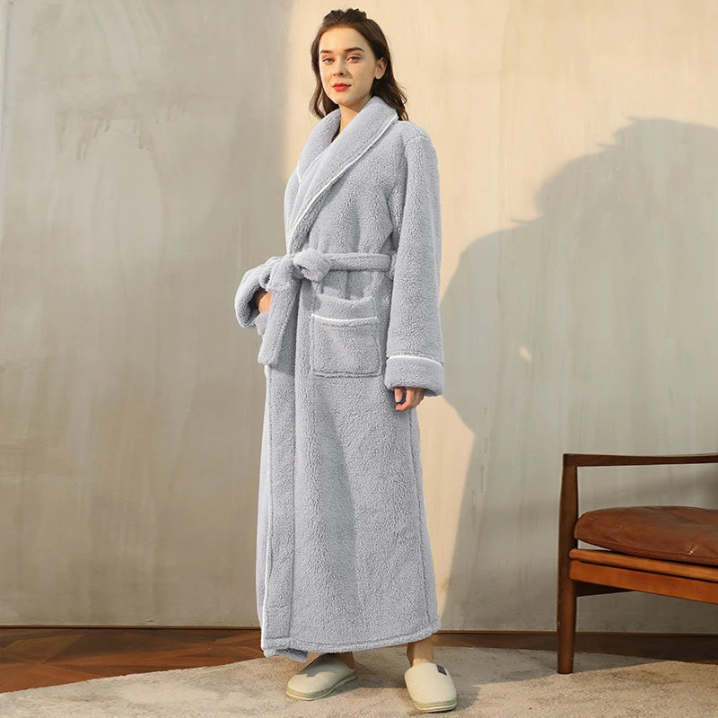 100% polyester coral fleece super soft and absorbent towel women bathrobe