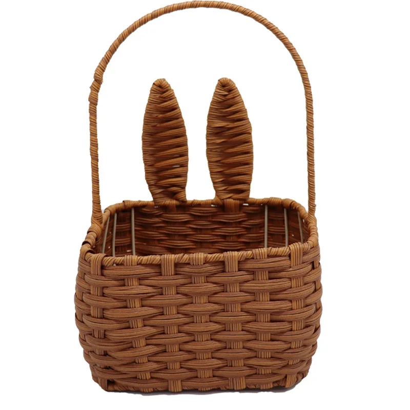 Indoor Outdoor Rabbit Kids Gift Hiking Trip Camping Food Rattan Wicker Picnic Storage Basket Box