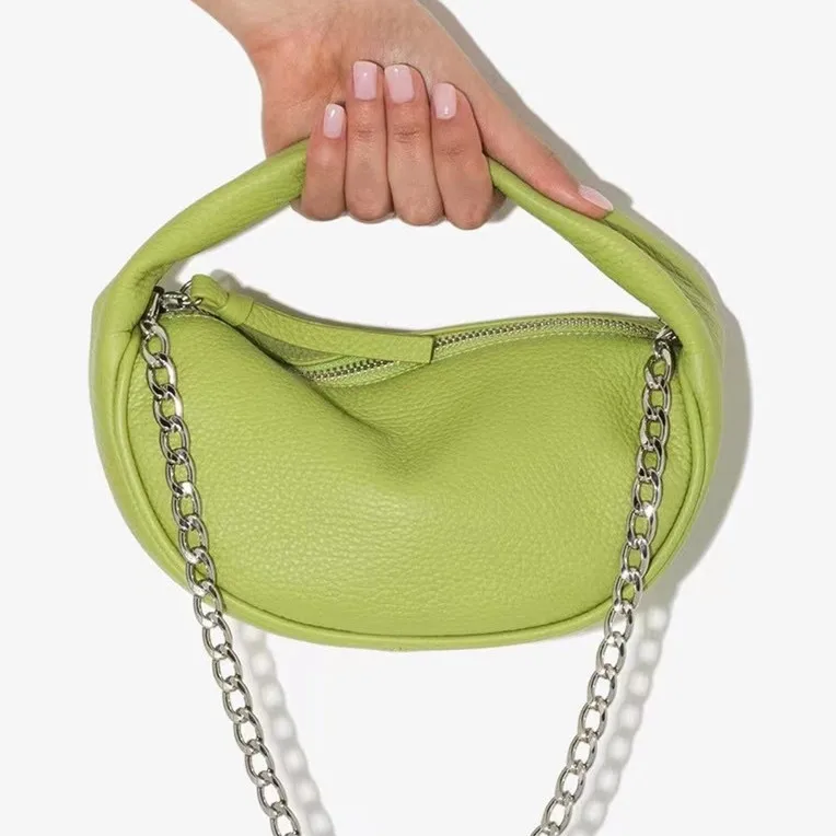 YIMYIK 2022 New Fashion Plain Handbag Litchi Pattern Designer Shoulder Bag with Chain