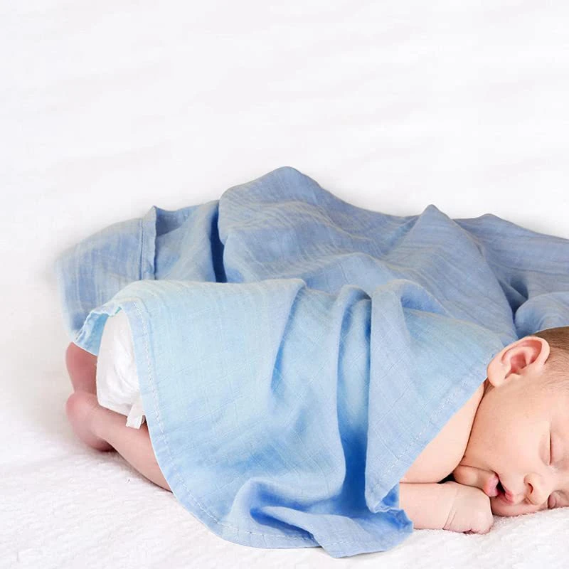 Infant Newborn Plain Dyed Bamboo Cotton baby Swaddle Blanket Muslin