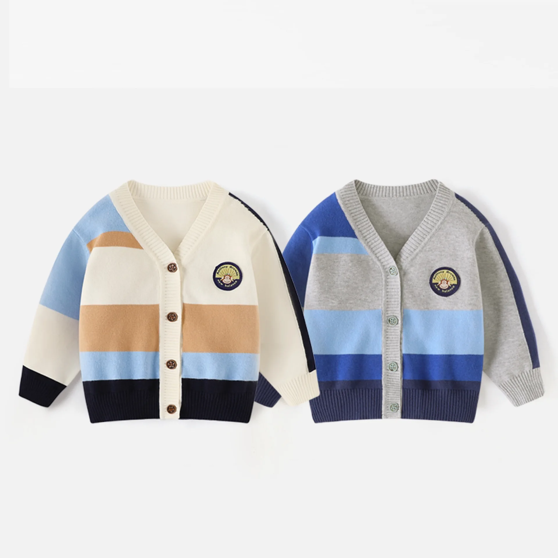 Custom OEM & ODM kids sweater baby cotton knitwear boys cartoon knit  baby winter cardigan sweater