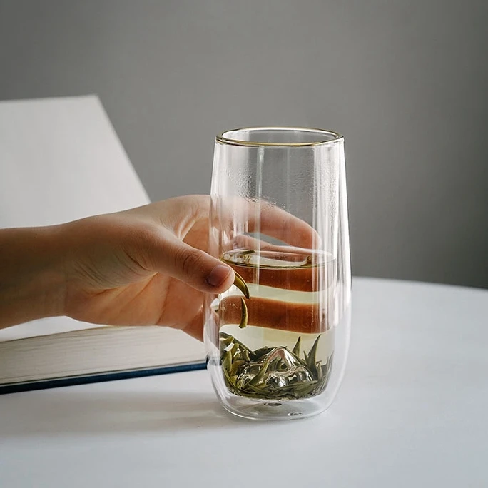 
Top quality promotion souvenir wholesale clear double wall glass water bottle 