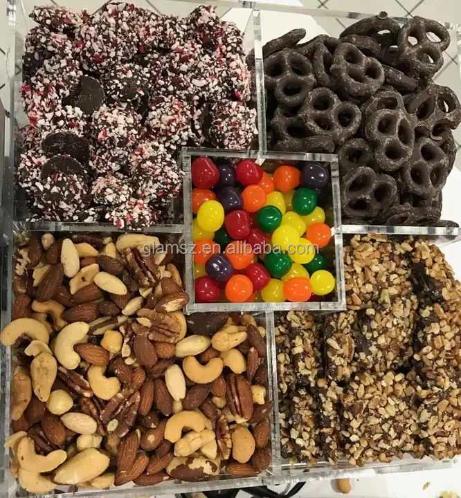 4 Lucite Sectional Clear Square Acrylic Removable Divider Tray