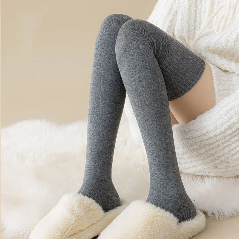Wool knee socks Autumn and winter plush thickened warm long tube Japanese jk calf socks Winter high tube anti-skid stockings