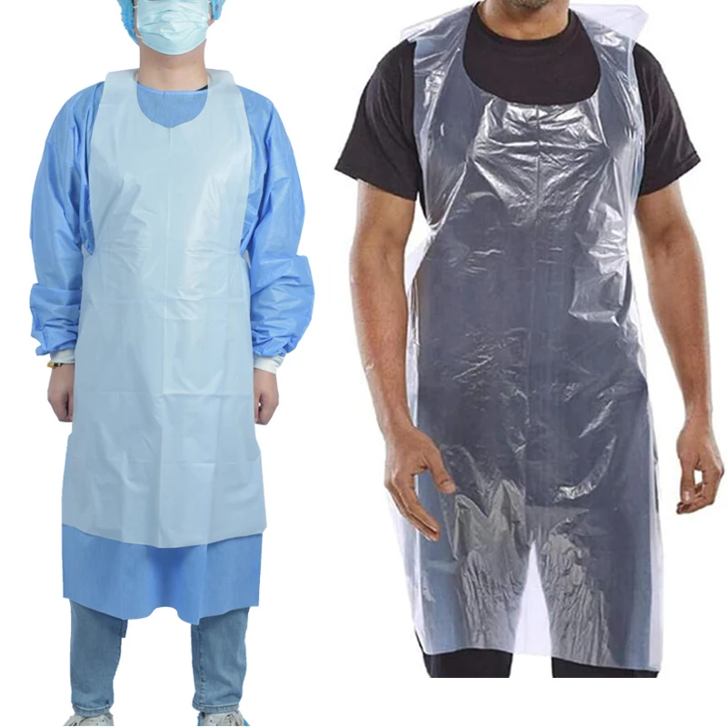 Waterproof Long Apron Flat Pack Kitchen Cooking Smocks with Back Ties Disposable Apron