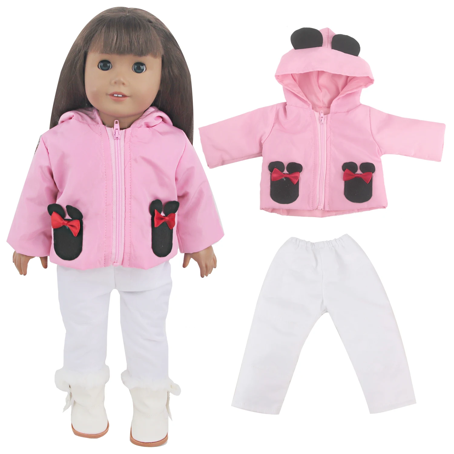 new  18 inch doll clothes girl doll clothes cartoon pattern  down jacket with pants