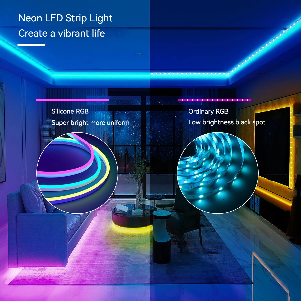 IP67 WIFI Smart Silicone LED Neon Light Strip with Bluetooth Music Remote Control Marquee led stripe