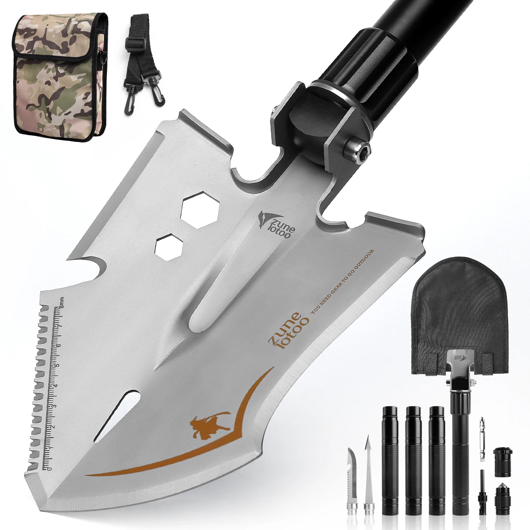 Zune Lotoo Camping Shovel Multifunctional Foldable Outdoor Multitool Survival Hiking Digging Folding Tactical Shovel