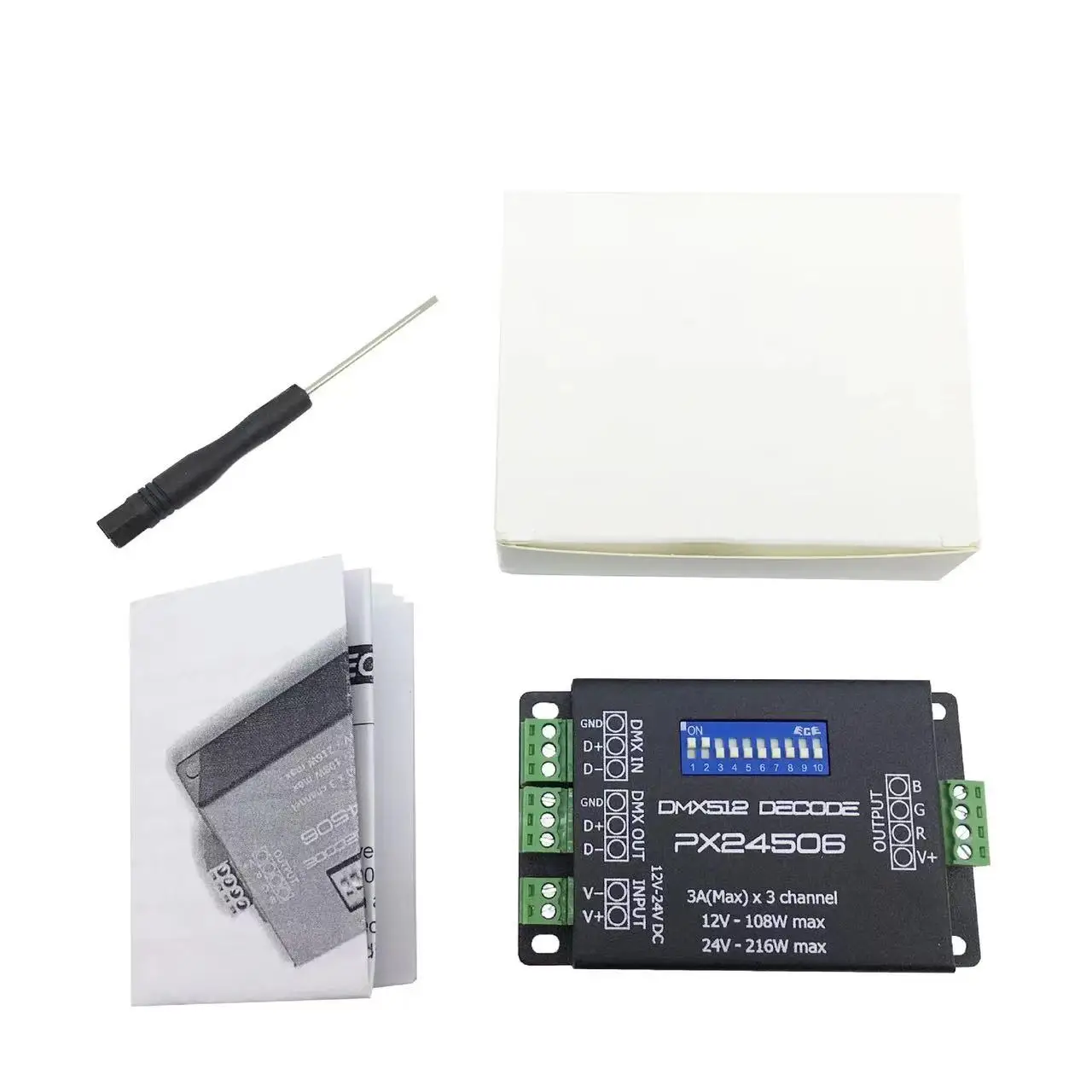 Высококачественный DC12V-24V 3 канала 3A RGB LED DMX512 декодер PX24506