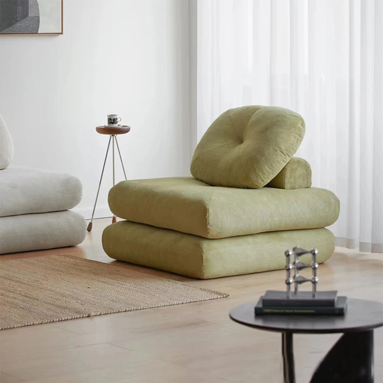 ATUNUS Futon Upholstered Sleeping Reading Couch Sofa Korean Bedroom Furniture Corduroy Fabric Floor Modular Sectional Sofa Set