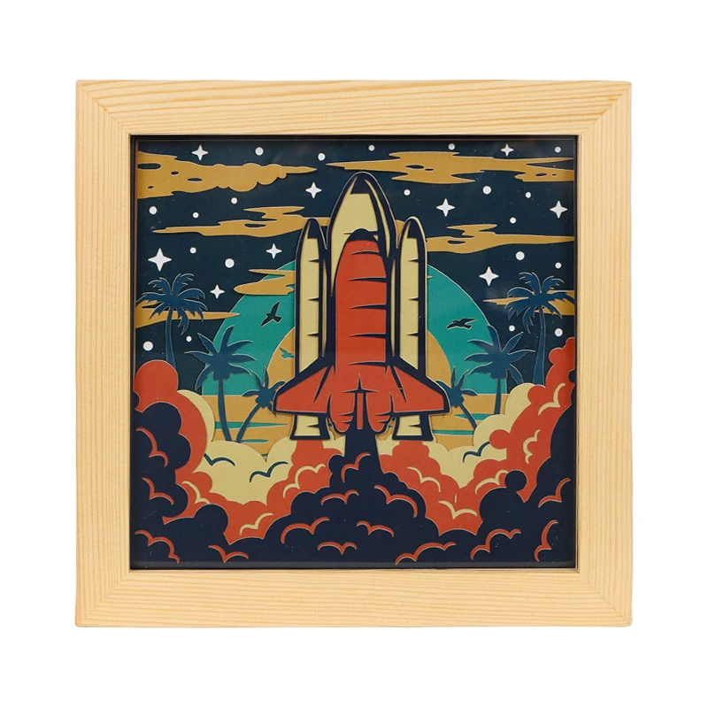 Wholesale Customized Eco Friendly 3D Shadow Box Frame Night Light  Wood Shadow Box