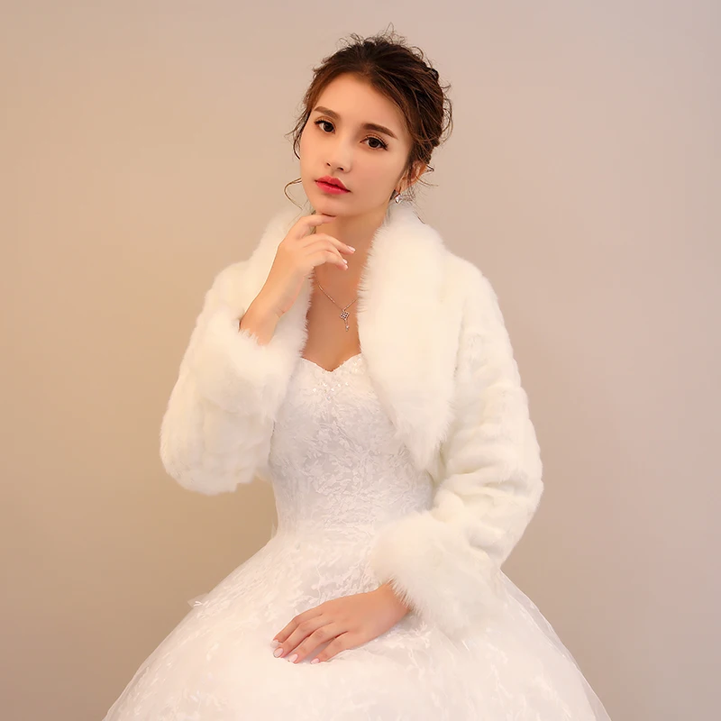 
Best selling wholesale winter bridal shawl short bubble bend fur collar small shawl wedding accessories 