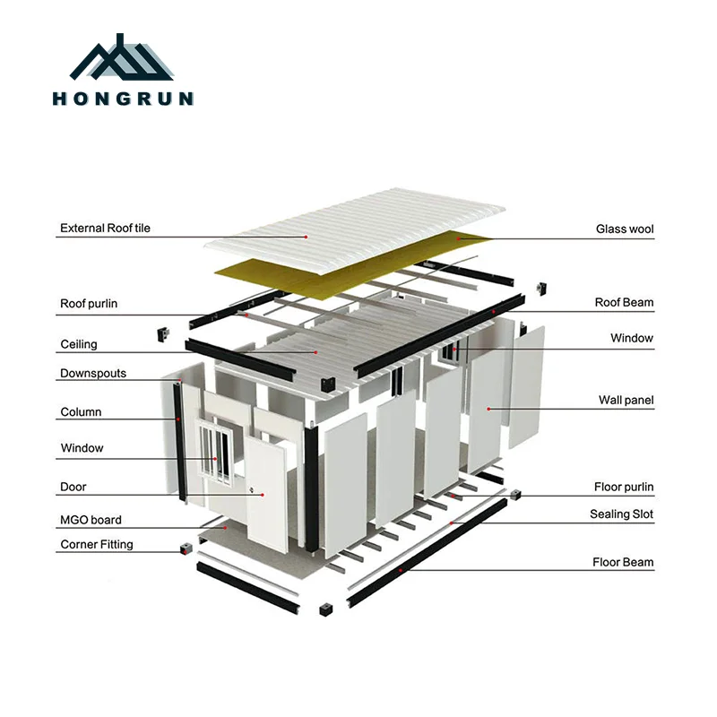 Luxury Low cost light steel Prefabricated 20/40 ft modular office container home prefab house for sale