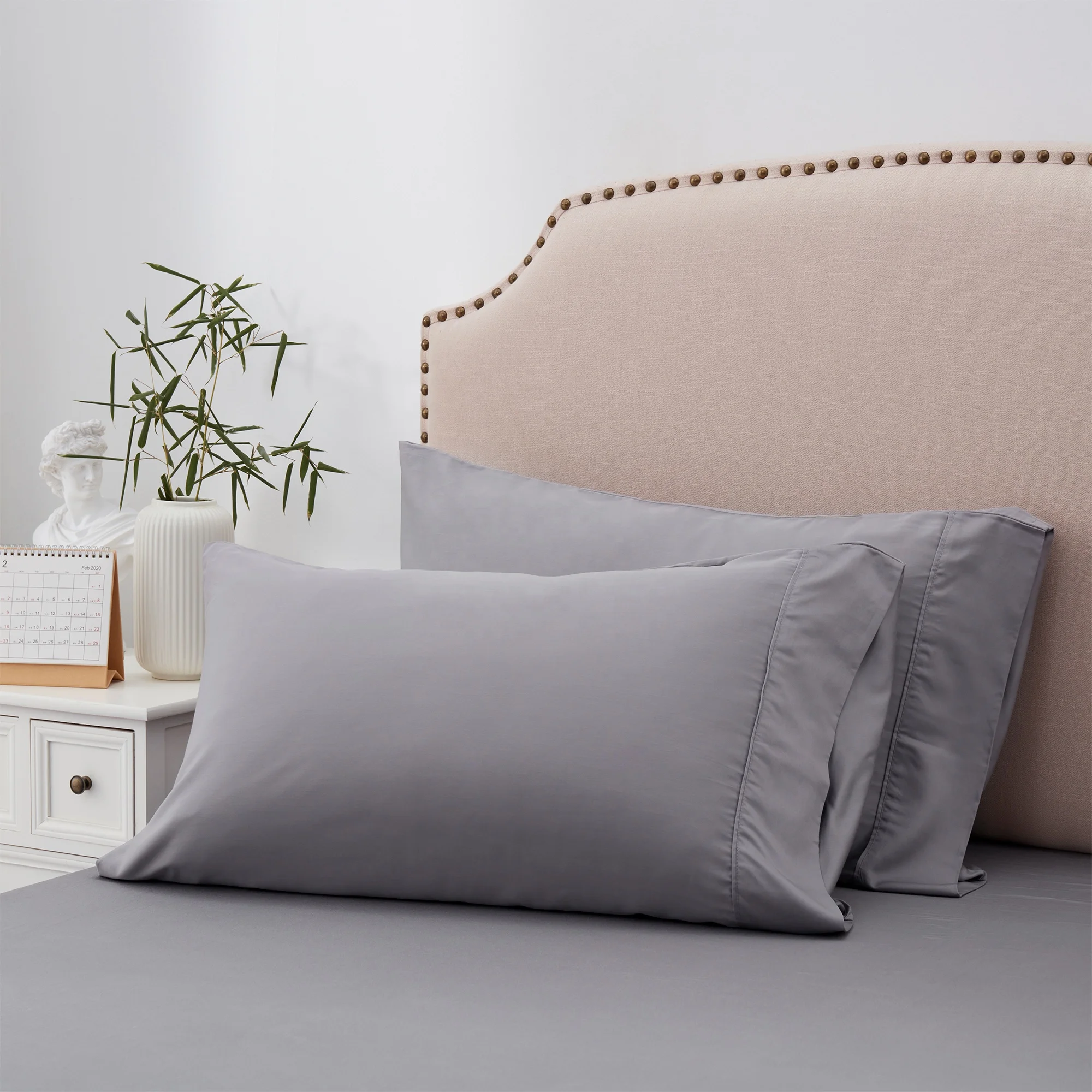 Hotel Bed Sheet Set Bamboo 100% Queen Size Sheet & Pillowcase Set Cooling 4 Piece Bedding Sets