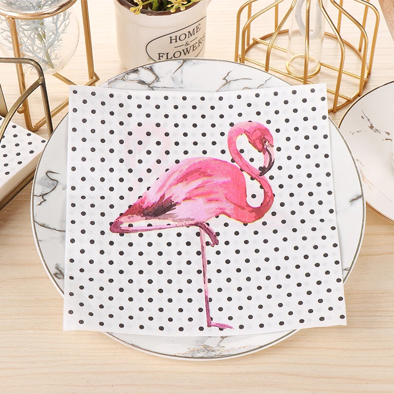 Wholesale Virgin Wood Pulp flamingo Animal Picture Embossed Disposable Table Napkin Paper