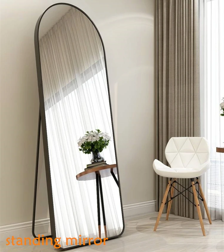Custom Luxury Big Large Gold Metal Framed Arched Lenging Dressing Full Length Long Standing Floor mirror miroir spiegel espejo