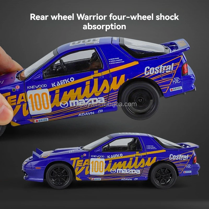 Pull Back Alloy Car Diecast RX7-PC 1/24 Race Car Model for Collection With Music Light