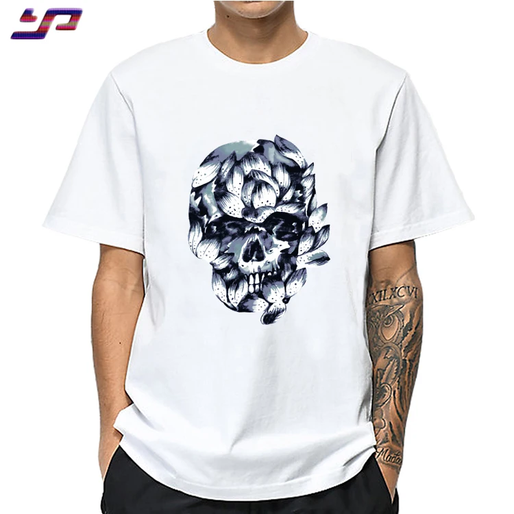 DTG Kornit printer t-shirt , 100% Cotton Skull Graphic T shirt , Custom print pattern logo tshirt