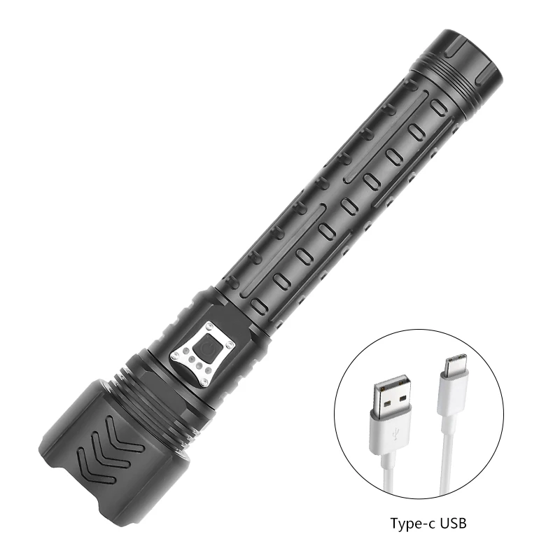  25000 Lumen XHP90 LED Military Power Bank Flashlight Portable Pro Police Torch Vibrator for