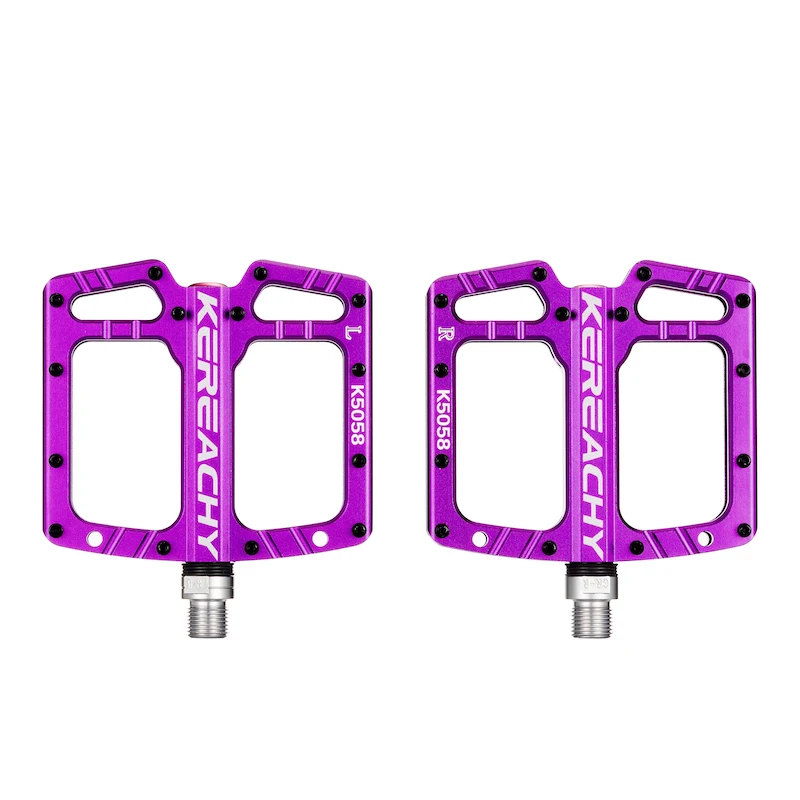 KEREACHY wholesale custom mountain bike durable pedal flat aluminum alloy wide pedal non-slip 3 bearing pedal parts