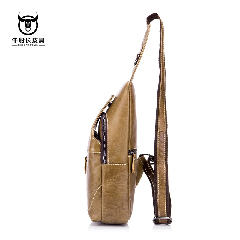 Messenger Bag For Men Leather Shoulder Bag Backpack with Headphone Hole Outdoor Chest Bag for Phone