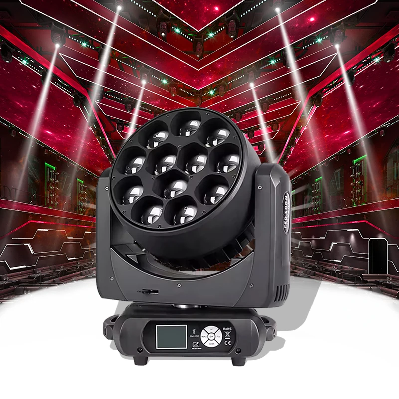 HONGHE Led Moving Head Light DJ Lighting Equipments 12x40w Rgbw 4in1 Bee Eye  Led Stage Light For Disco Luminous