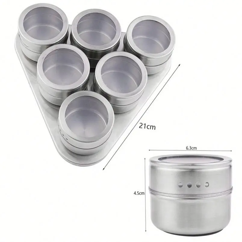 Stainless Steel Magnetic Pepper Storage Pot Condiment Container set Seasoning Spice Jar Set
