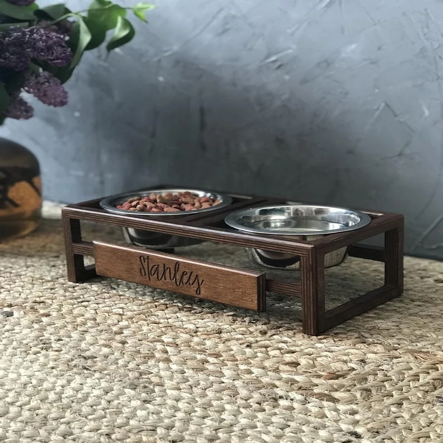 Wholesale Wood Raised Dog Bowl Elevated Dog Bowl Rustic Farmhouse  Dog Feeding Stand