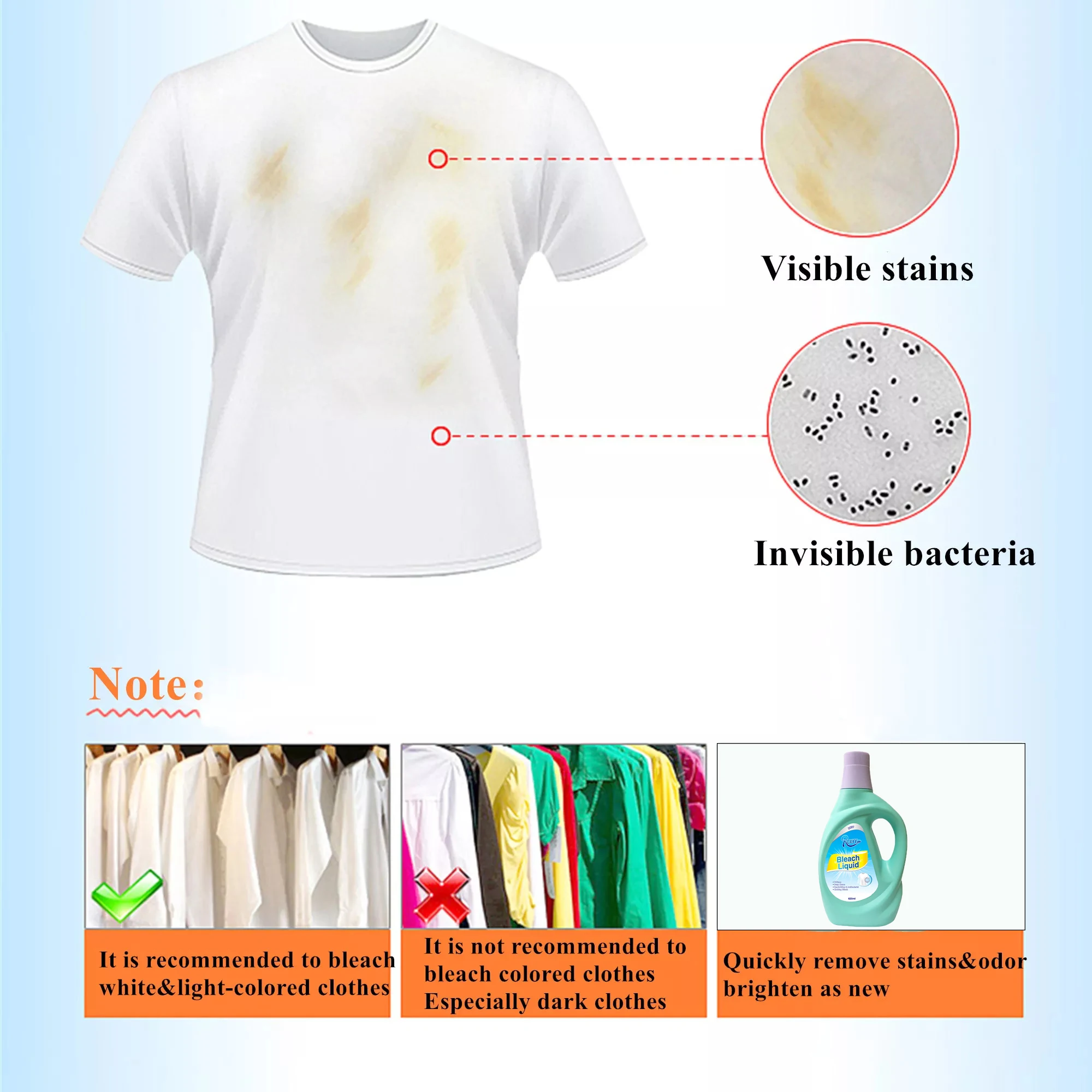 OEM Factory Price 200L barrels Cheap Bleach Liquid Household Items for thick clothes disinfect and deodorization