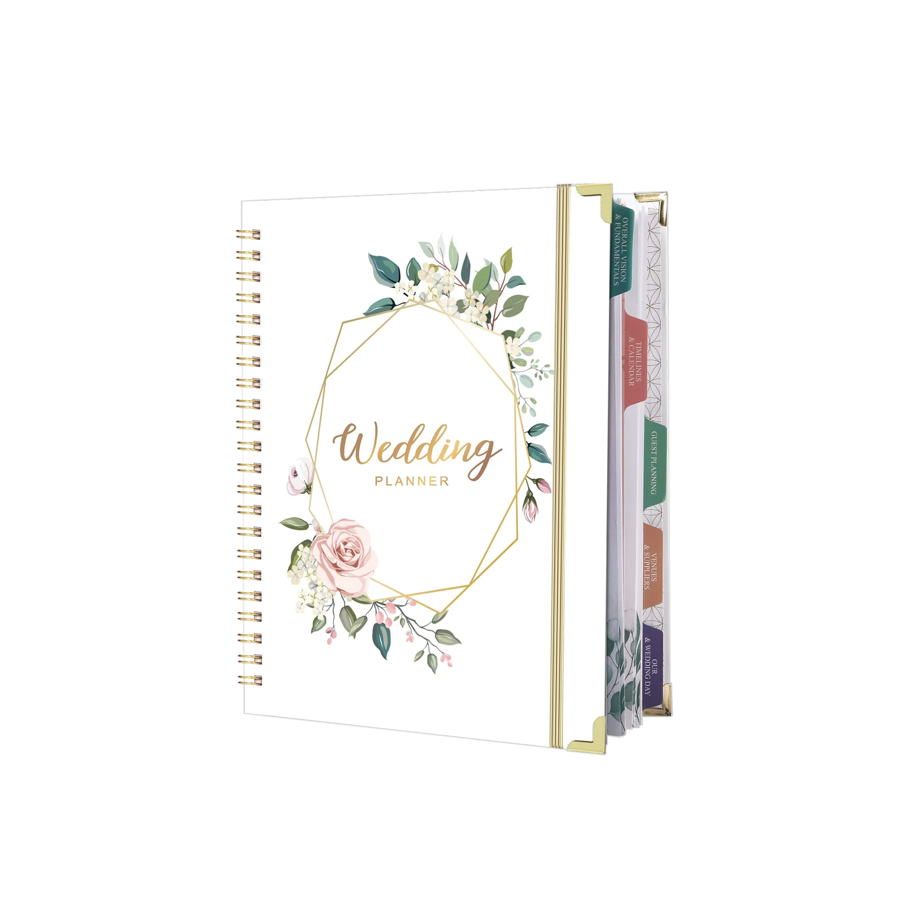 Cuaderno каталог с переводной печатью из розового золота фольгированный спиральный Органайзер в твердом переплете дневник записная книжка Свадебный планировщик