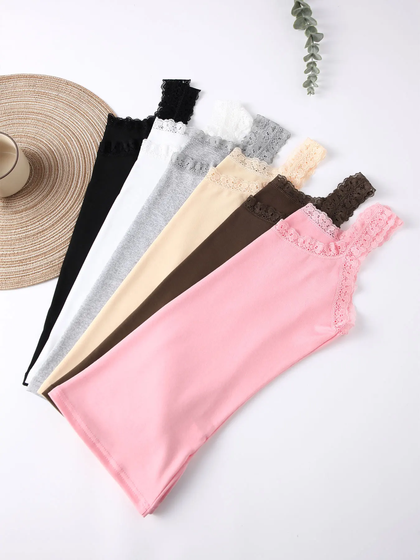 Hot Selling  Women Colorful Soft  Summer Tank Tops Lace Sleeveless Camisole