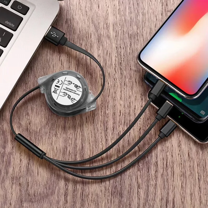 30% Off OEM подарок логотип 3 в 1 Выдвижной Micro USB Type C кабель 8 Pin зарядный кабель для мобильного телефона