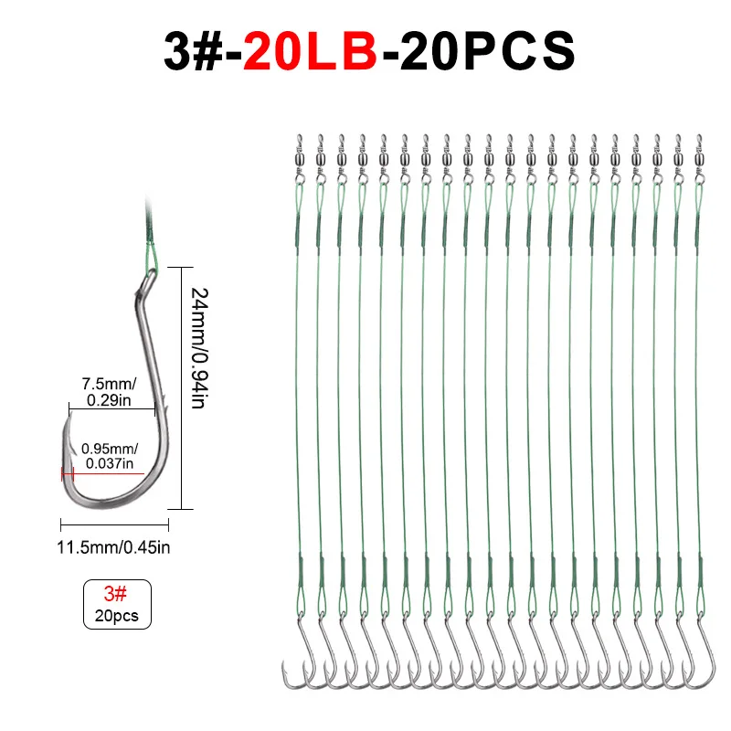 NEW 20pcs 16cm/23cm Anti Bite Steel Fishing Line Steel Wire Leader With Swivel Fishing Accessory Lead Core Leash Fishing Wire