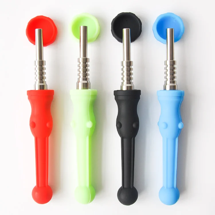 Mini Silicon Smoking Pipe Silicone Collector with Titanium nail dab rig Good Price