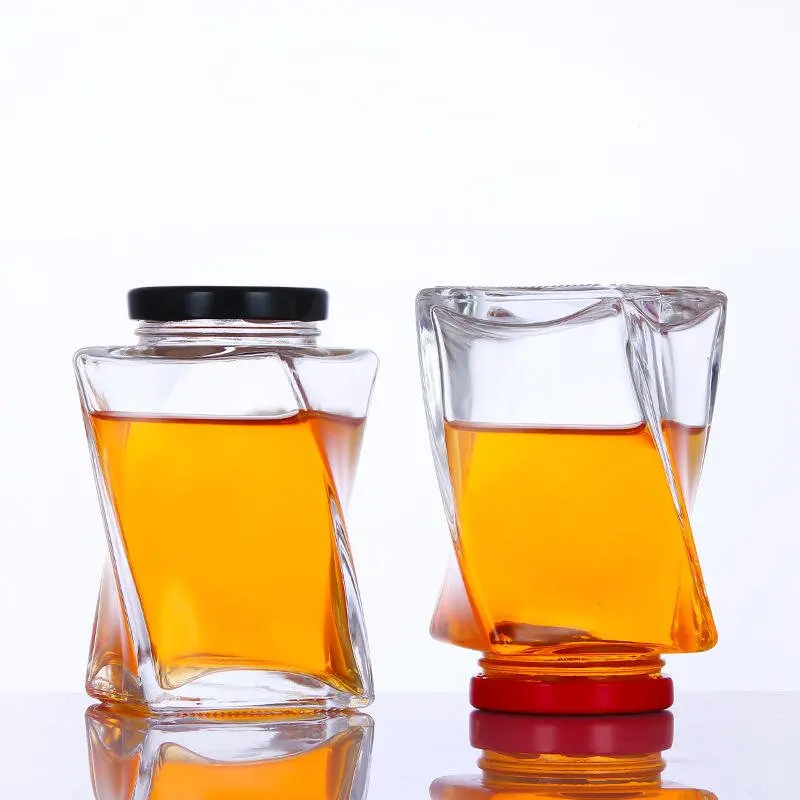 Thickened honey glass jar Jam 500g high-quality honey bottle twist crystal white glass sealed jar