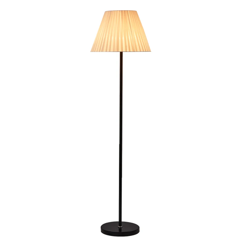 LED Simple American fabric floor lamp bedroom living room decoration metal plug-in floor lamp