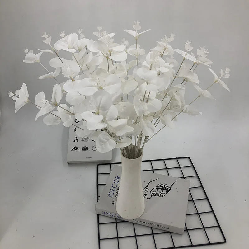 High Quality Fabric Faux Eucalyptus Grass Branches Leaves Artificial Greenery