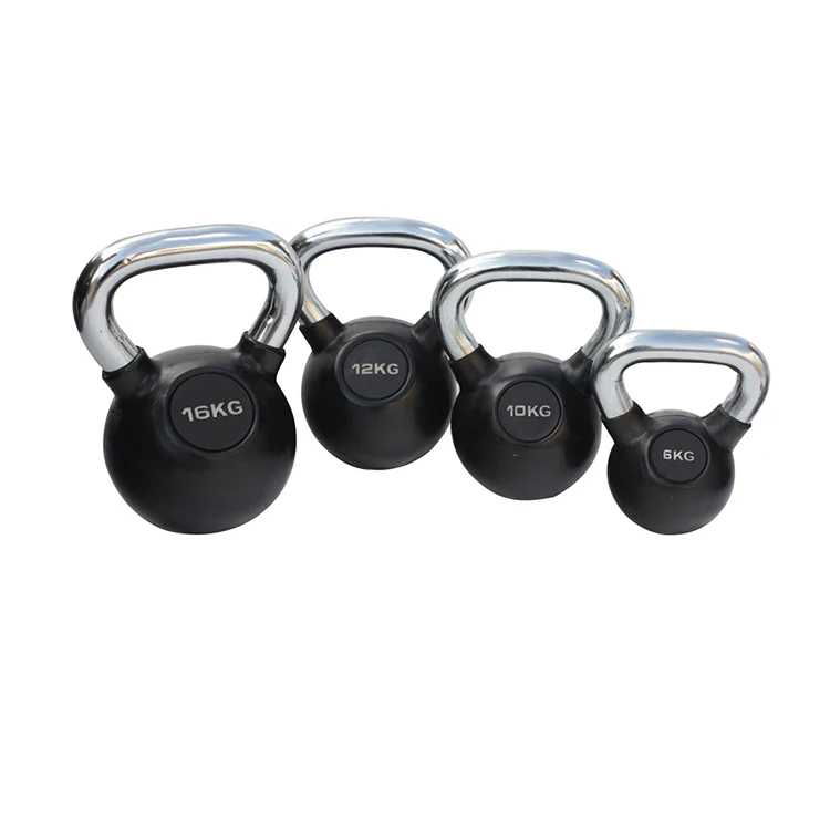 Exercise Strength Handle Customized Black Power Training Fitness Rubber Kettlebell